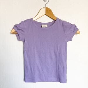 Mini Boden Shirt Top Pointelle Puff Short Sleeve 5-6y Lavender Purple